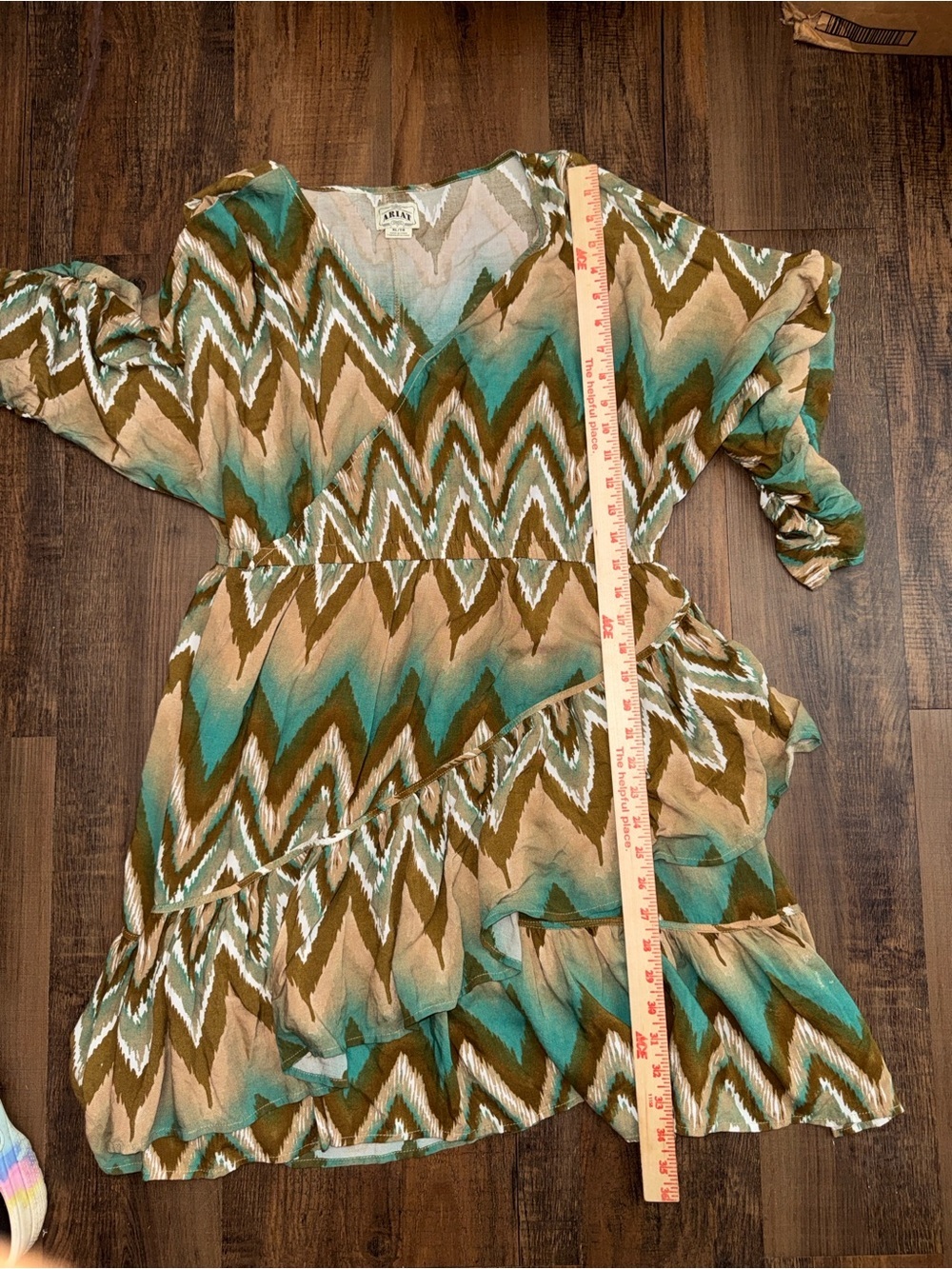 Ariat Chevron Mini Dress in Teal and Tan - Picture 10 of 12